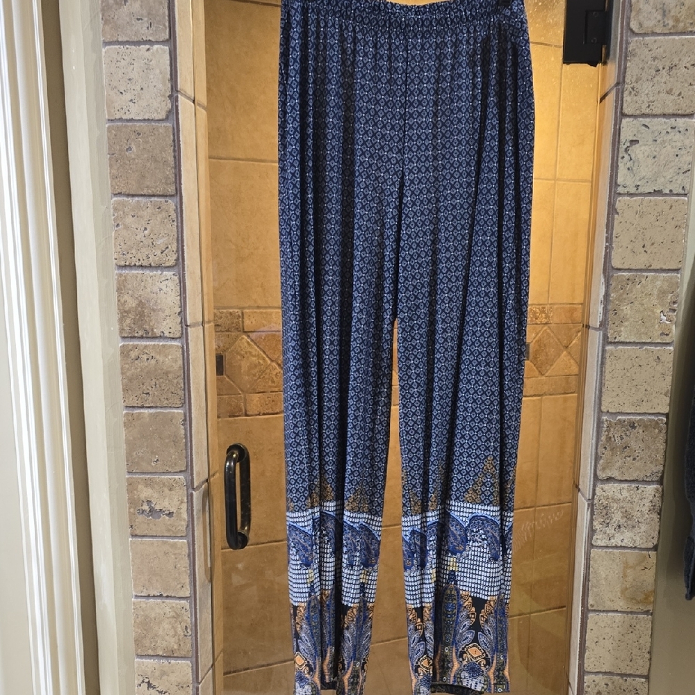 Dress Barn Blue and Brown Wide Leg Pants